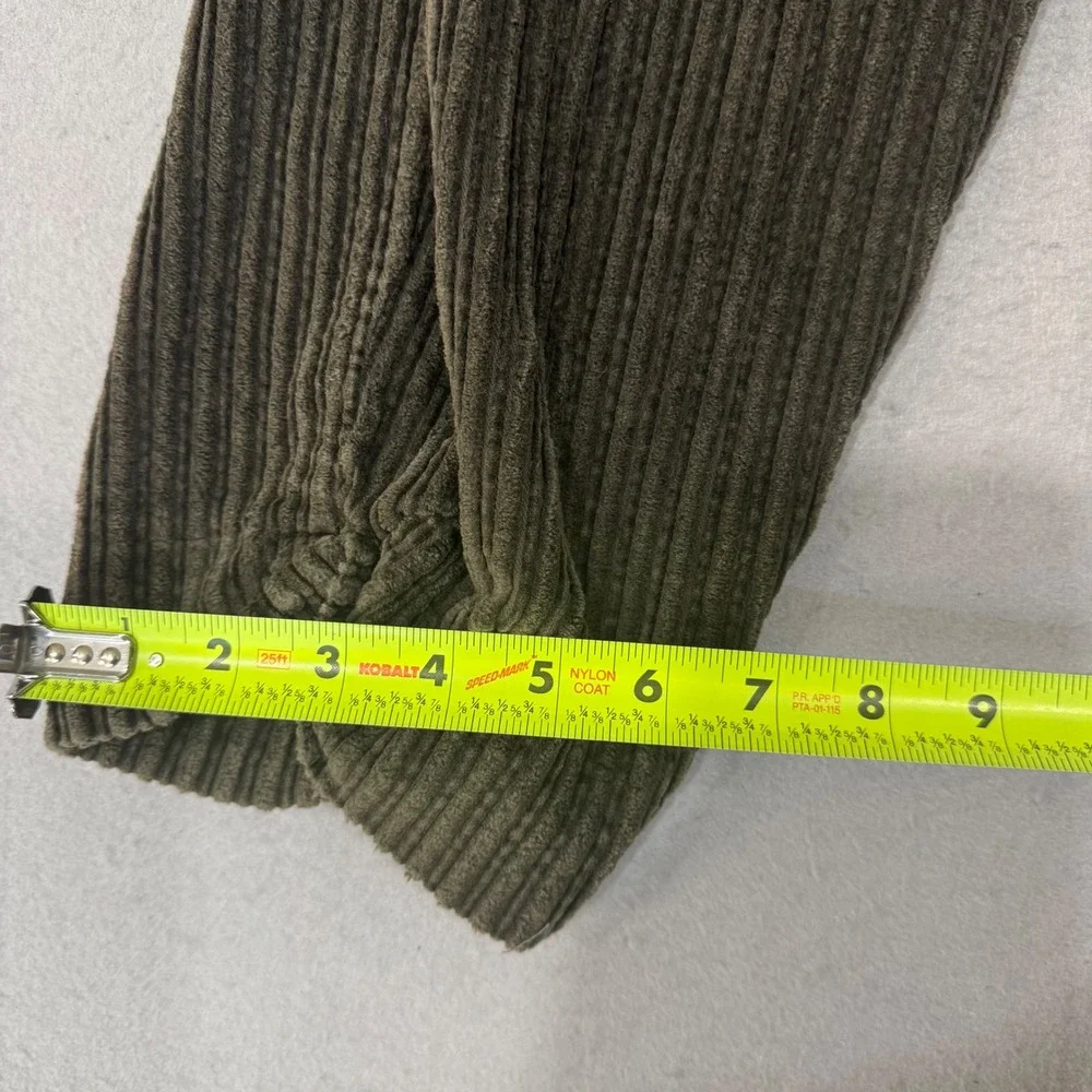 LE COLLEZIONI Collection Corduroy Pants Men 30 Olive Green Wide Wale Pleated